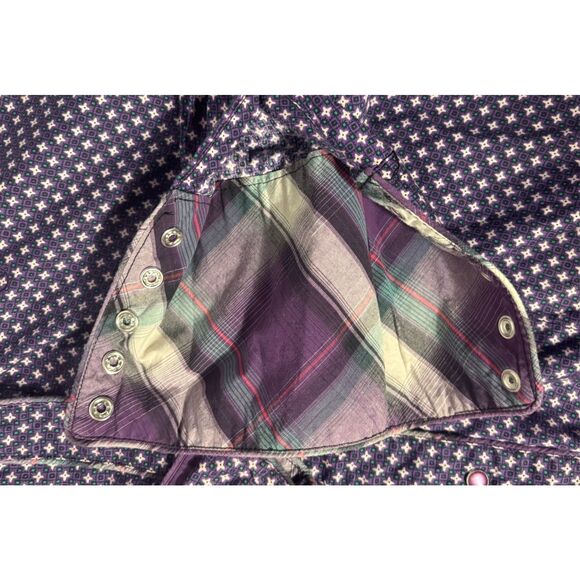 Roper Shirt Womens XL Purple Geometric Pearl Snap Rodeo Western Pockets Rodeo - Picture 4 of 8